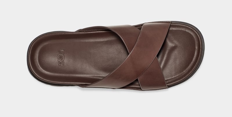 Deep Brown Ugg Wainscott Men's Slides | South Africa-4501628