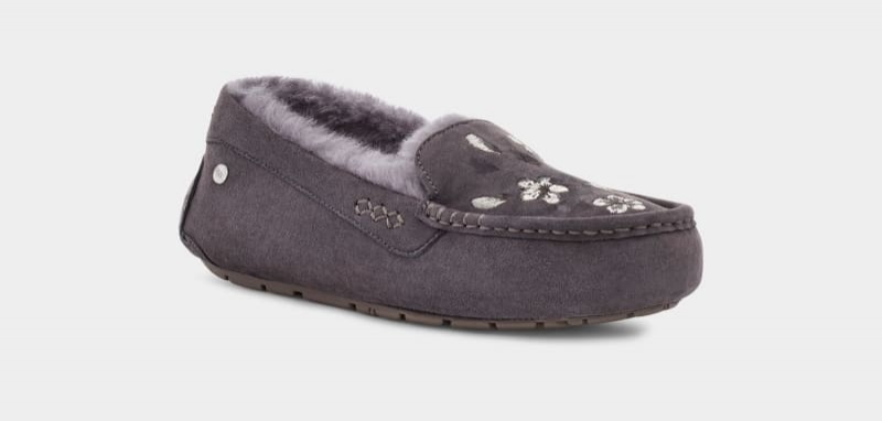 Deep Grey Ugg Ansley Blossom Women's Moccasins | South Africa-5084729