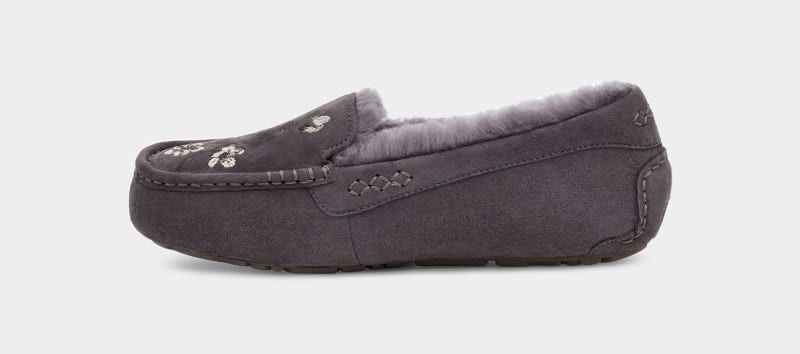 Deep Grey Ugg Ansley Blossom Women's Moccasins | South Africa-5084729