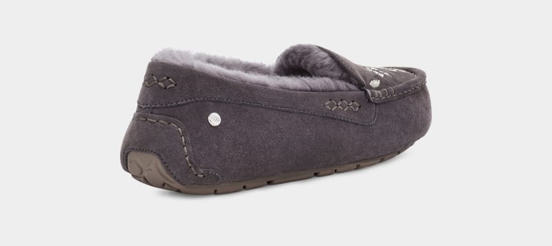 Deep Grey Ugg Ansley Blossom Women's Moccasins | South Africa-5084729