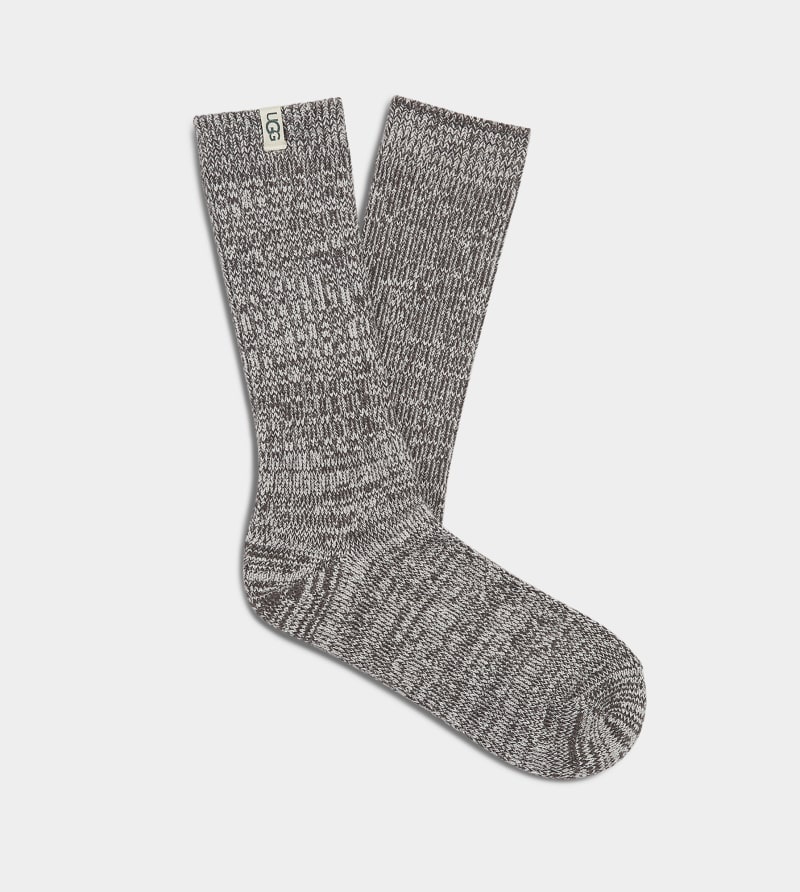 Deep Grey Ugg Rib Knit Slouchy Crew Women\'s Socks | South Africa-4526310