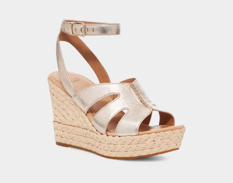 Gold Metal Ugg Careena Women's Sandals | South Africa-8214390