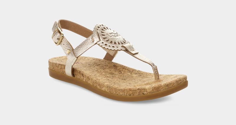 Gold Ugg Ayden Ii Metallic Women's Sandals | South Africa-9264153