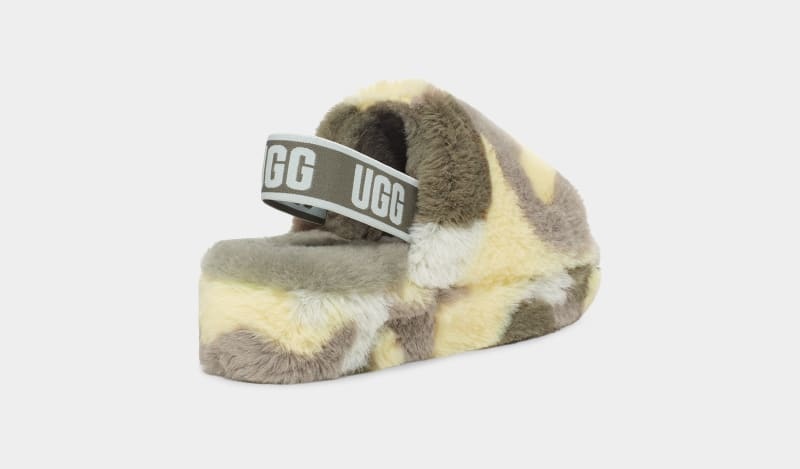 Green Ugg Fluff Yeah Camopop Women's Slippers | South Africa-7835912