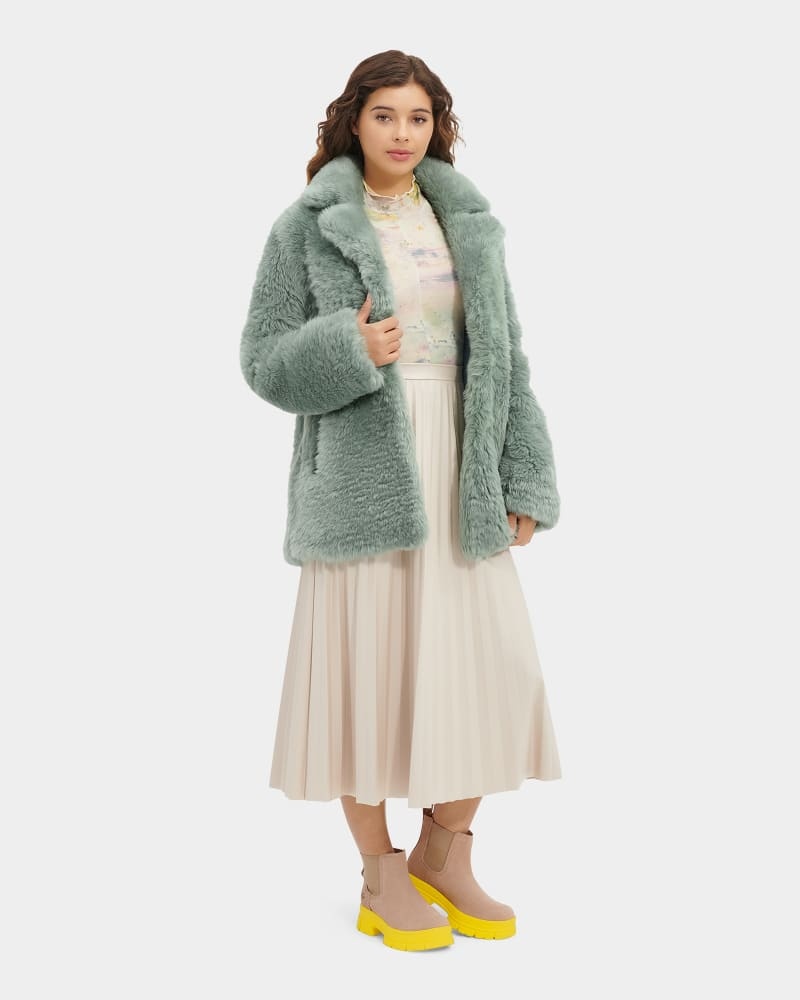 Green Ugg Lianna Short Shearling Women's Coats | South Africa-5431798