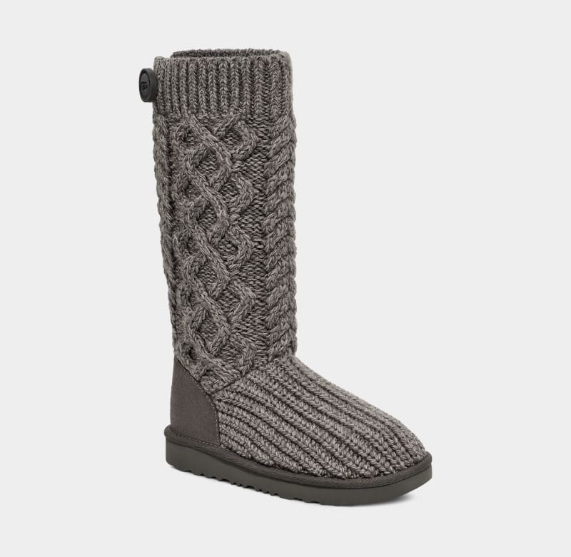 Grey Ugg Classic Cardi Cabled Knit Kids' Boots | South Africa-8972405