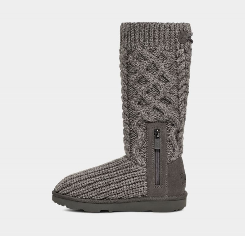 Grey Ugg Classic Cardi Cabled Knit Kids' Boots | South Africa-8972405