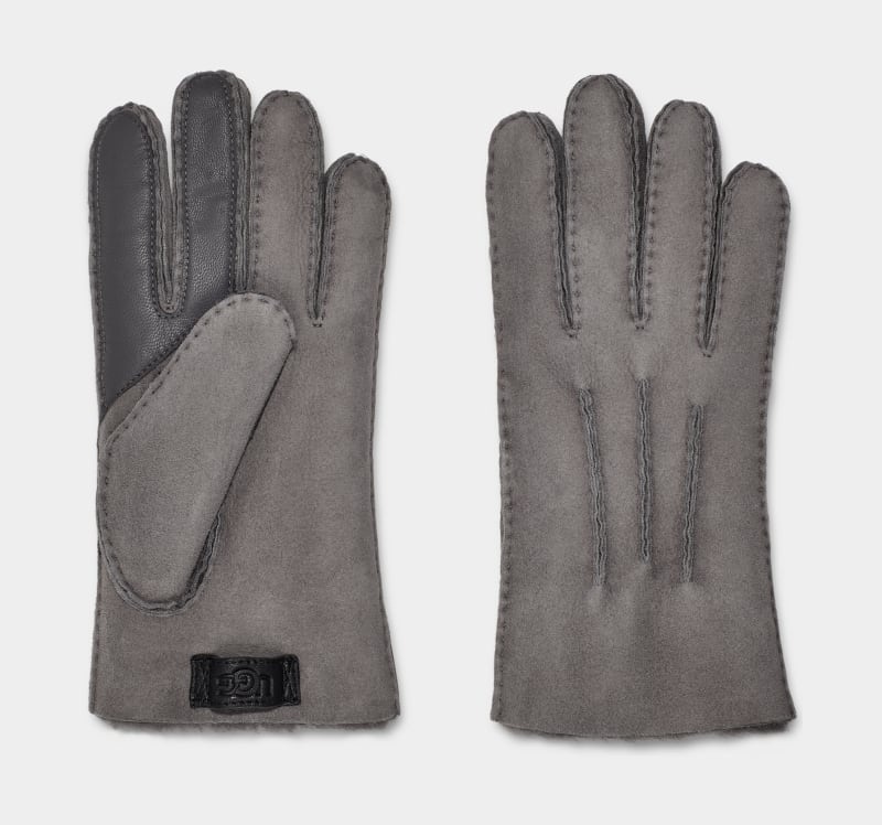 Grey Ugg Contrast Sheepskin Tech Men's Gloves | South Africa-4562907