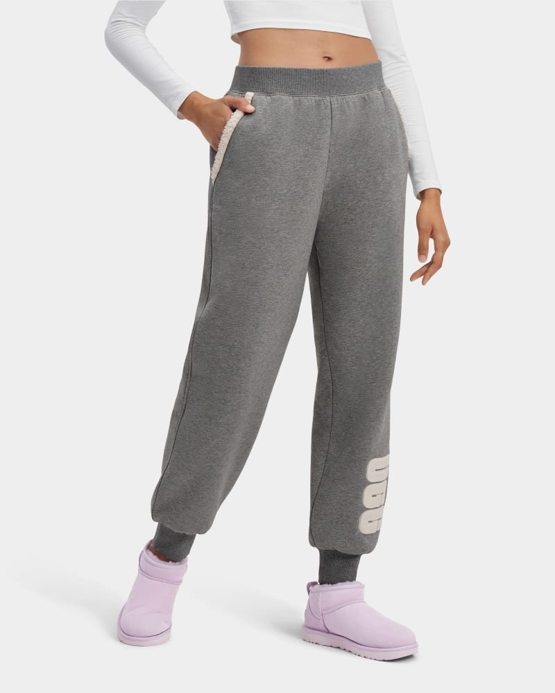 Grey Ugg Daylin Bonded Fleece Logo Women's Pants | South Africa-1853602