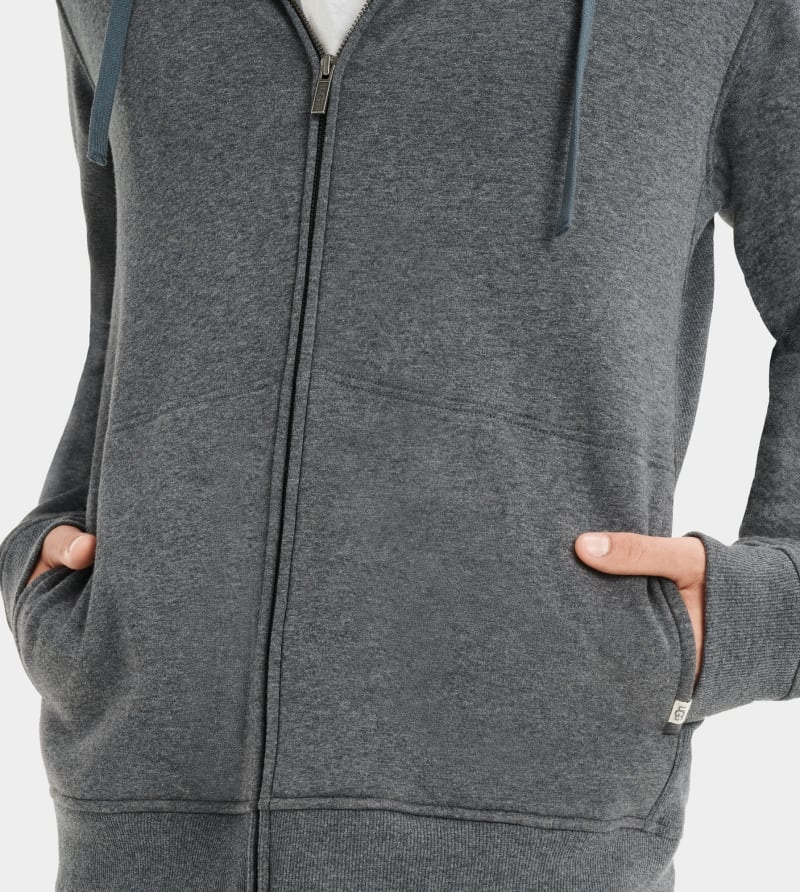 Grey Ugg Gordon Zipped Men's Hoodie | South Africa-2754601