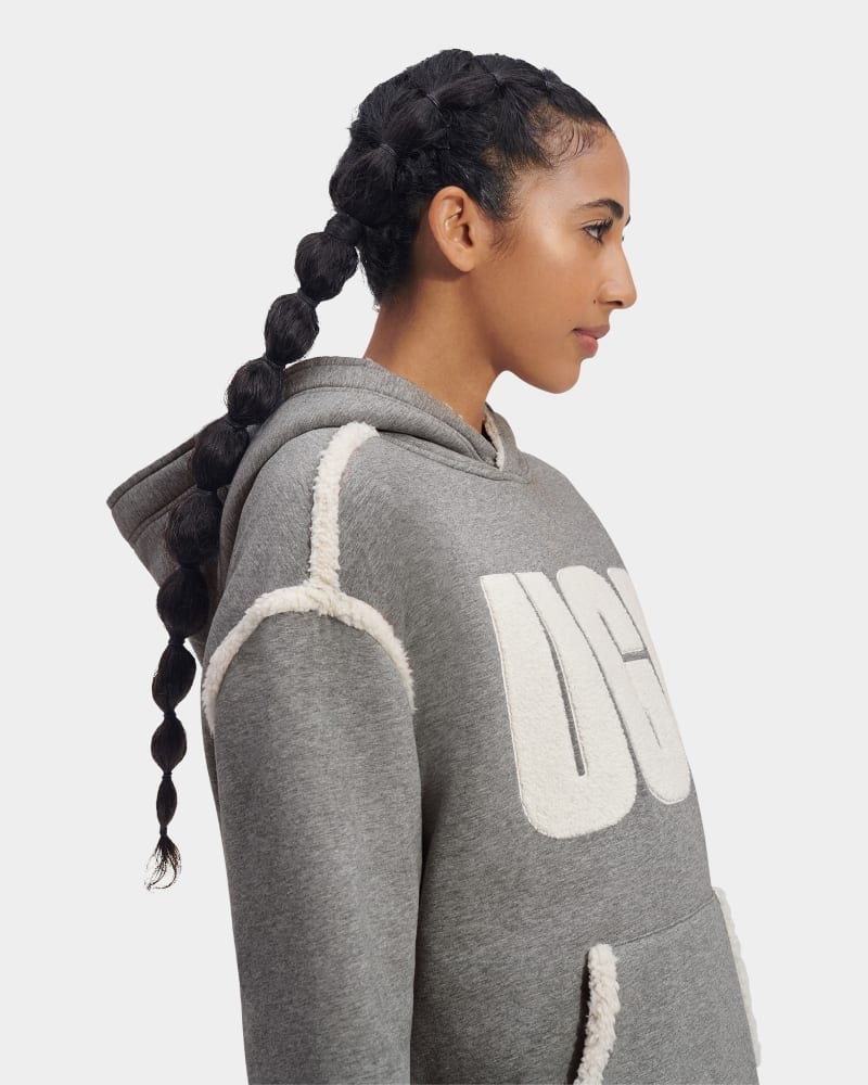 Grey Ugg Joanne B Fleece Logo Women's Hoodie | South Africa-5321640