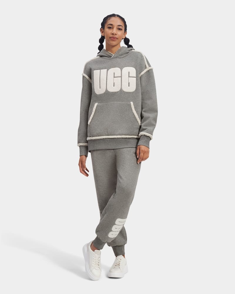 Grey Ugg Joanne B Fleece Logo Women's Hoodie | South Africa-5321640