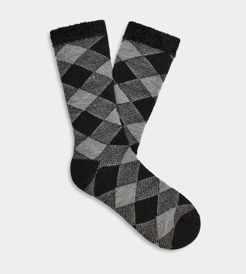 Grey / Black Ugg Grady Fleece Lined Crew Men\'s Socks | South Africa-0359182