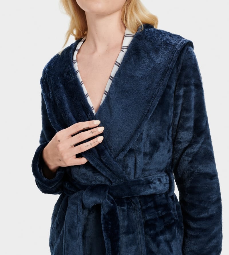 Indigo Ugg Miranda Fleece Women's Robe | South Africa-3517628