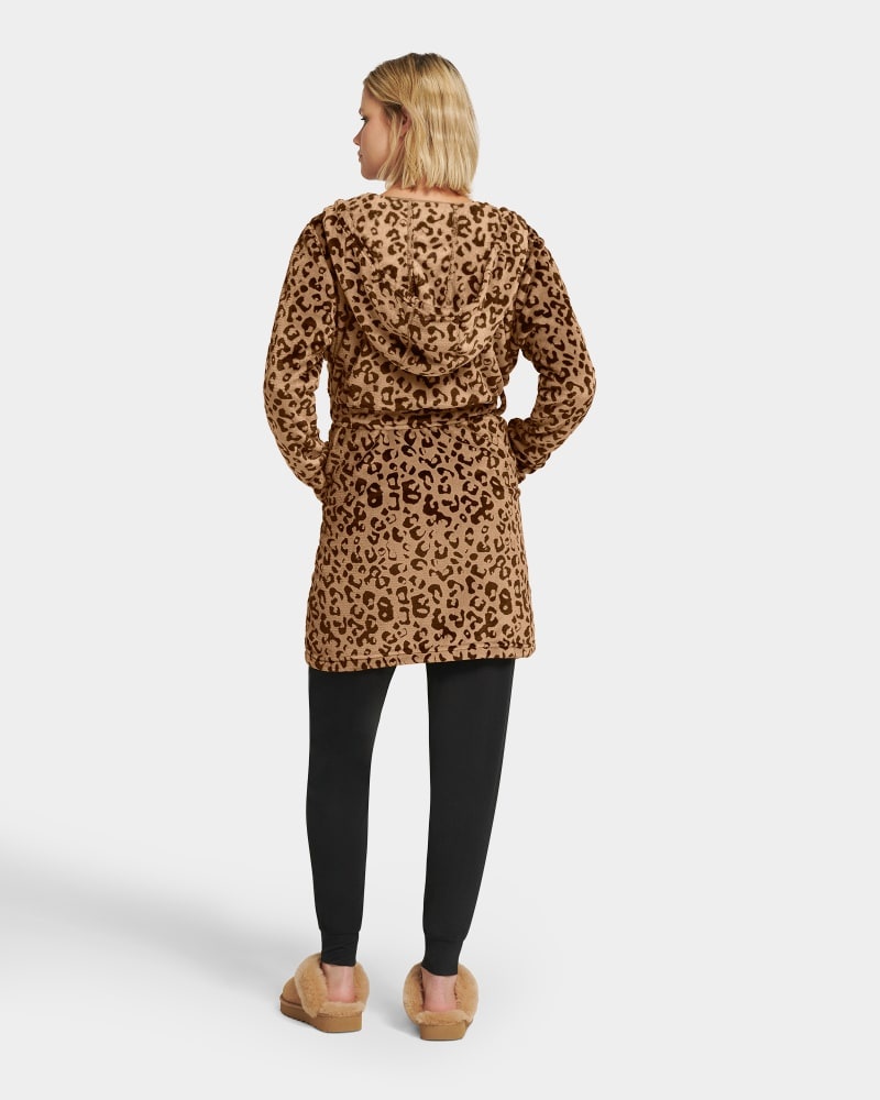 Leopard Ugg Miranda Fleece Women's Robe | South Africa-0376219