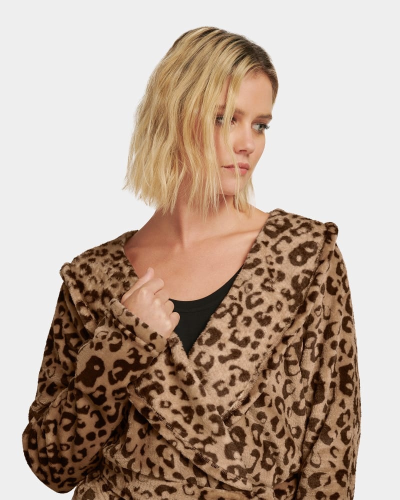 Leopard Ugg Miranda Fleece Women's Robe | South Africa-0376219