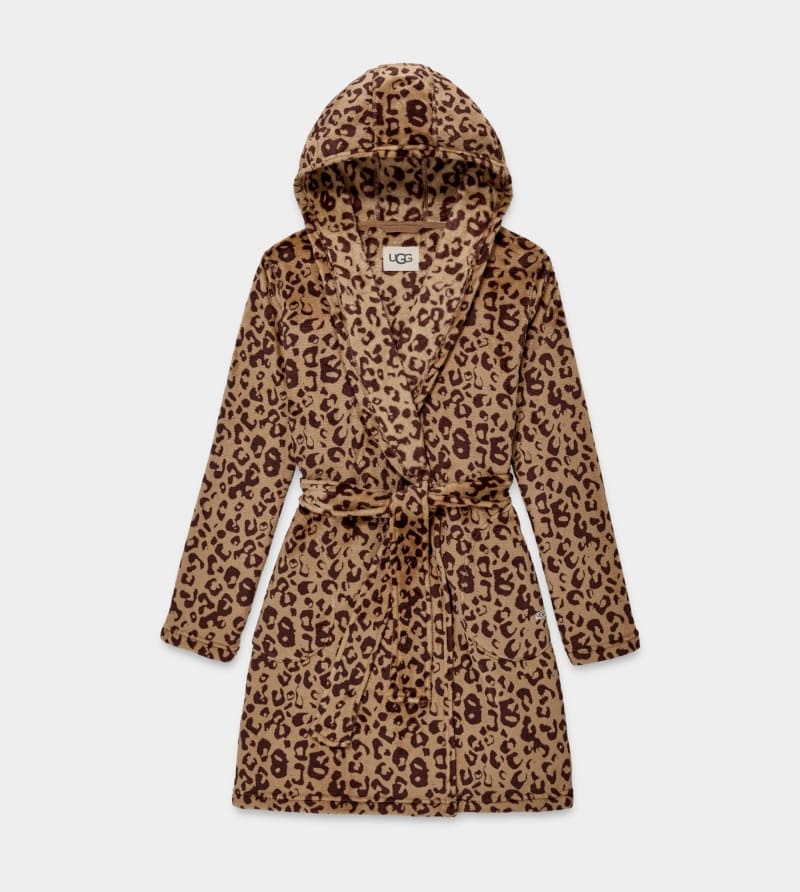 Leopard Ugg Miranda Fleece Women's Robe | South Africa-0376219