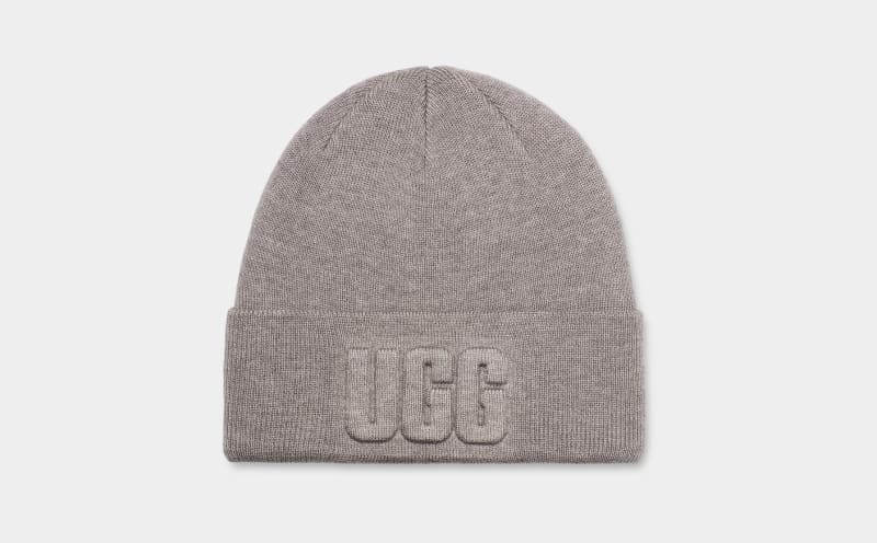 Light Grey Ugg 3d Graphic Logo Women\'s Beanie | South Africa-5907148