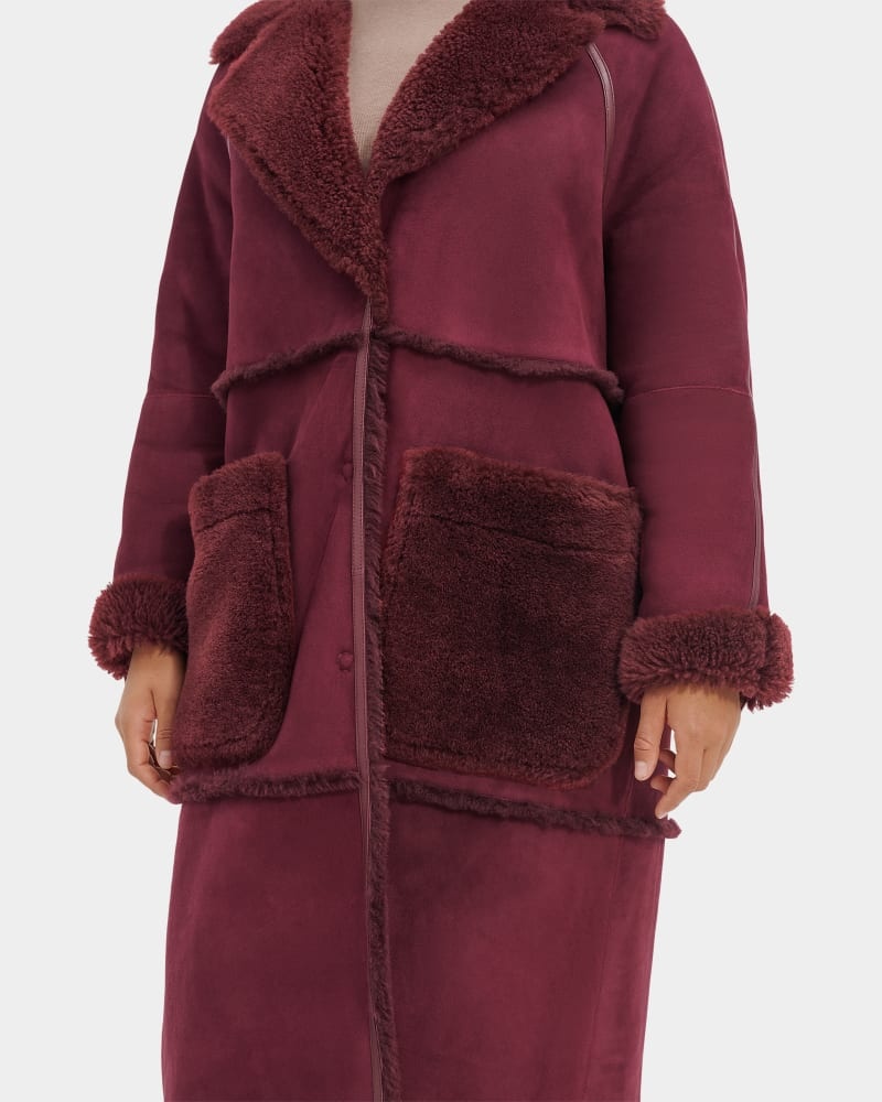 Maroon Ugg Fayre Twinface Sheepskin Women's Coats | South Africa-3206479