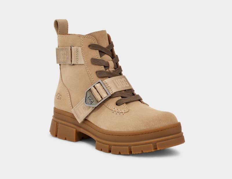 Mustard Ugg Ashton Lace Up Women's Ankle Boots | South Africa-9821705