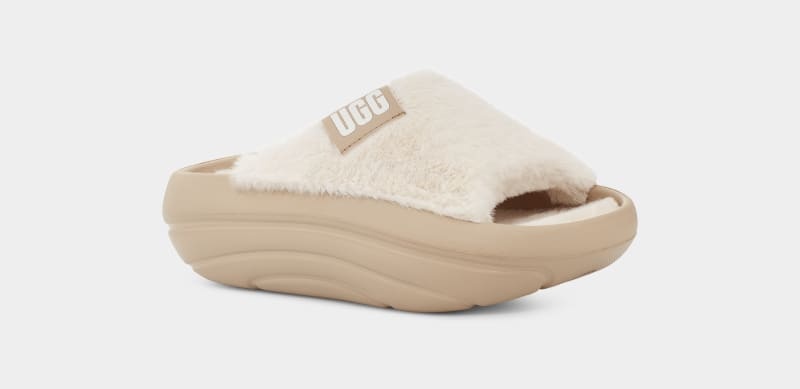 Mustard Ugg Foamo Uggplush Women's Slides | South Africa-9317402