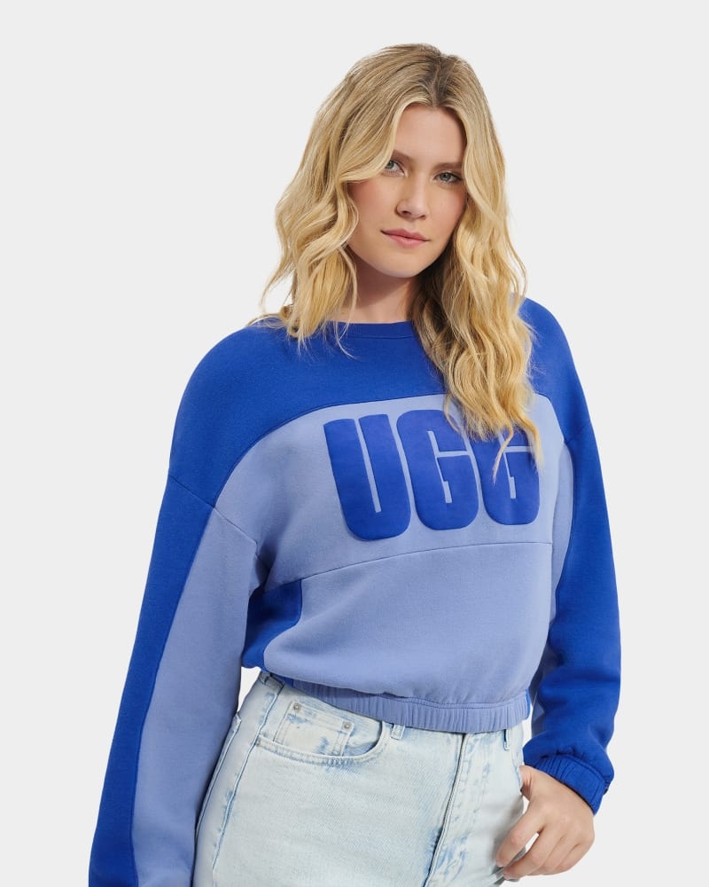 Navy Ugg Aryia Cropped Blocked Women's Pullover | South Africa-9752804