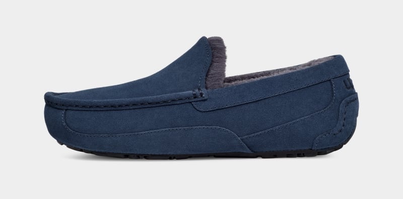 Navy Ugg Ascot Men's Slippers | South Africa-3147250