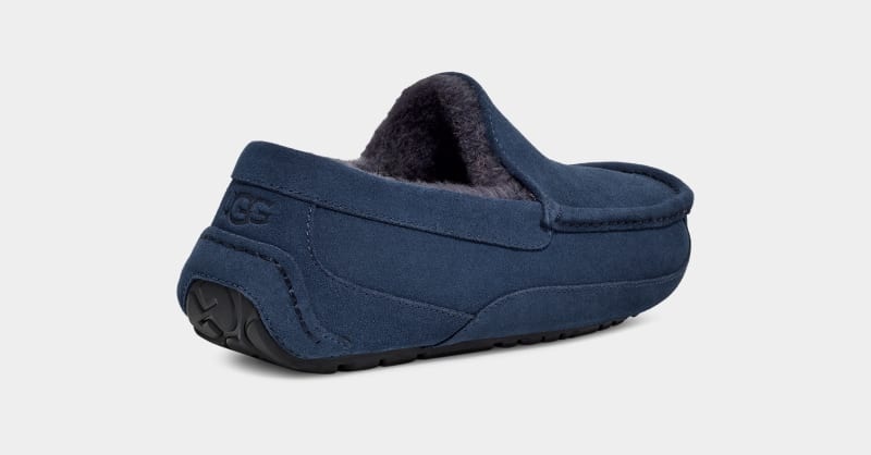 Navy Ugg Ascot Men's Slippers | South Africa-3147250