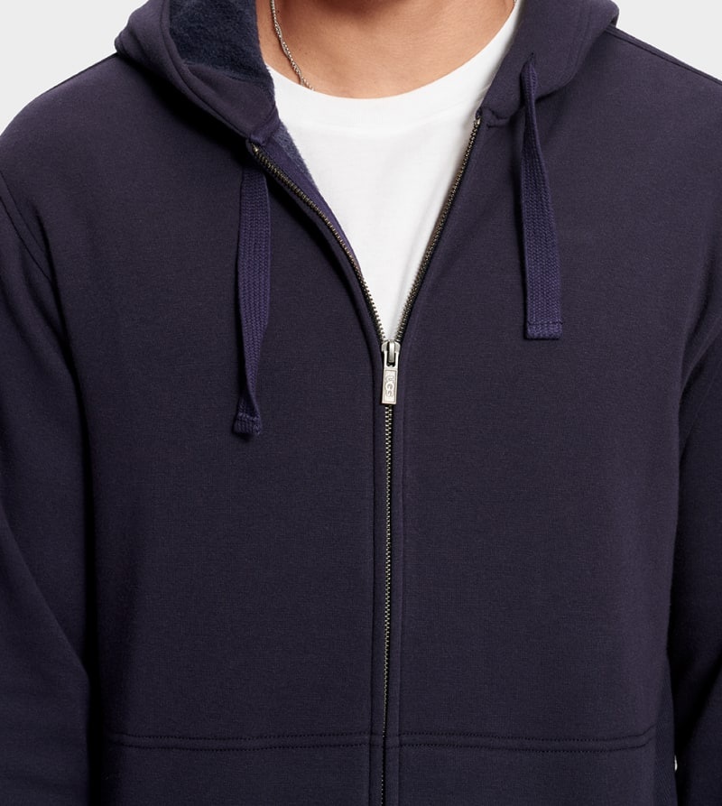 Navy Ugg Gordon Zipped Men's Hoodie | South Africa-2068514