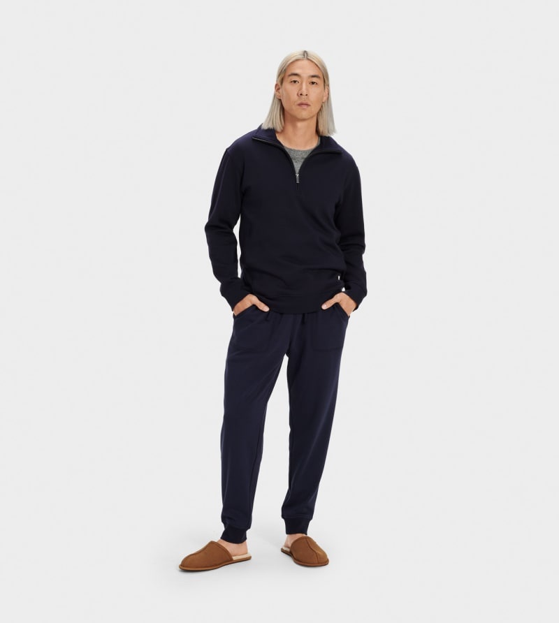 Navy Ugg Zeke Half Zip Men's Pullover | South Africa-1950763