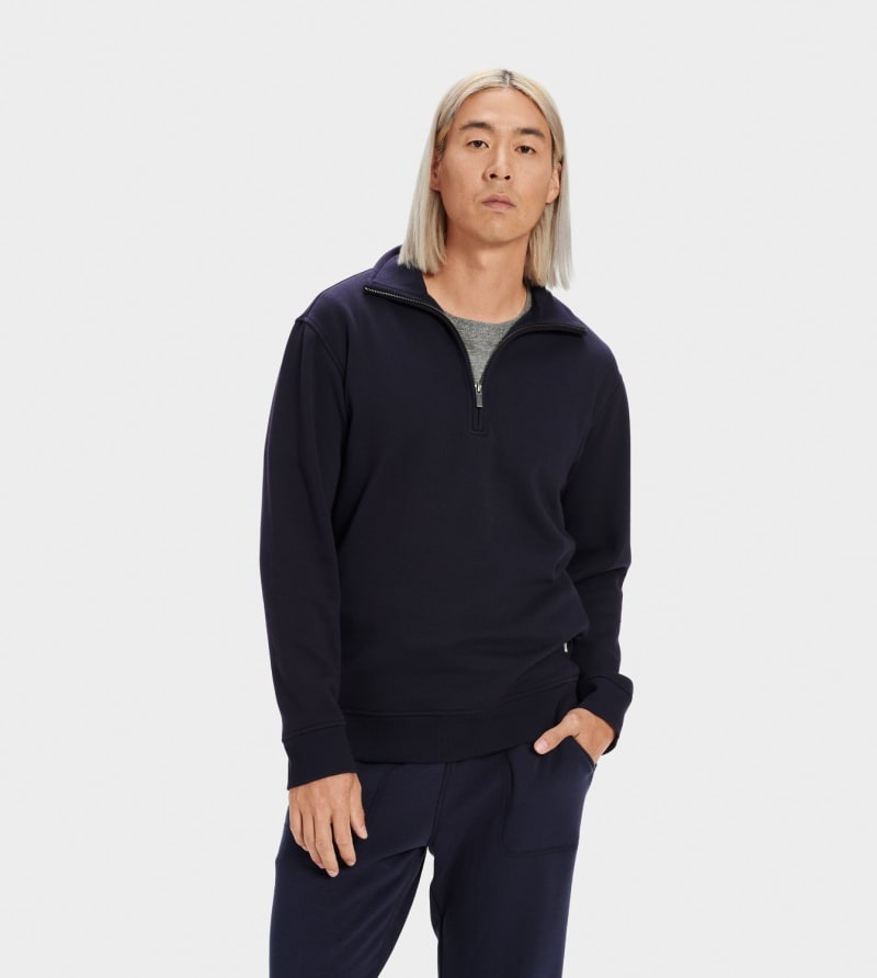 Navy Ugg Zeke Half Zip Men\'s Pullover | South Africa-1950763