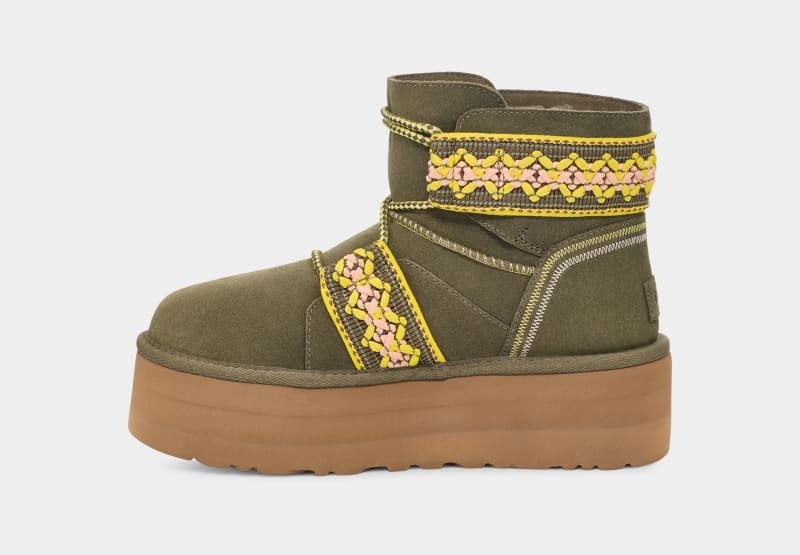 Olive Ugg Classic Mini Ii Braid Platform Women's Boots | South Africa-5143697