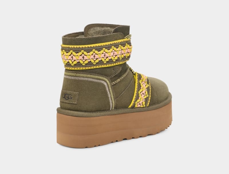 Olive Ugg Classic Mini Ii Braid Platform Women's Boots | South Africa-5143697