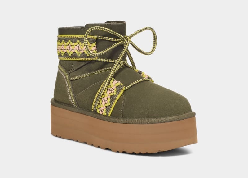 Olive Ugg Classic Mini Ii Braid Platform Women's Boots | South Africa-5143697