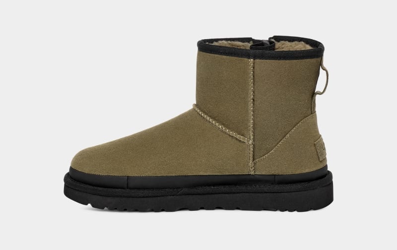 Olive Ugg Classic Mini Zipper Tape Logo Women's Boots | South Africa-1530624