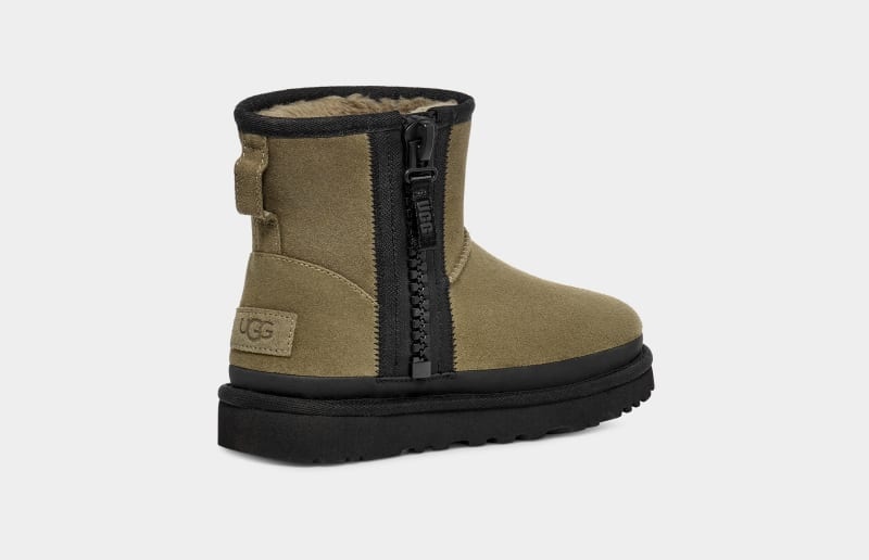 Olive Ugg Classic Mini Zipper Tape Logo Women's Boots | South Africa-1530624