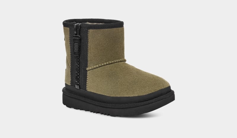 Olive Ugg Classic Mini Zipper Tape Logo Kids' Boots | South Africa-2483579