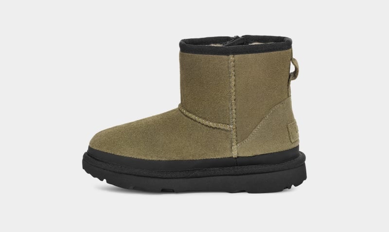 Olive Ugg Classic Mini Zipper Tape Logo Kids' Boots | South Africa-2483579