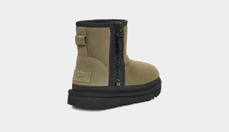 Olive Ugg Classic Mini Zipper Tape Logo Kids' Boots | South Africa-2483579