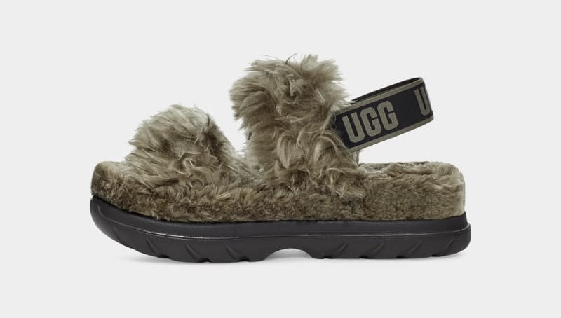 Olive Ugg Fluff Sugar Women's Sandals | South Africa-6054319