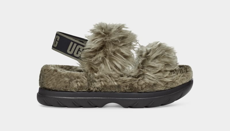 Olive Ugg Fluff Sugar Women\'s Sandals | South Africa-6054319