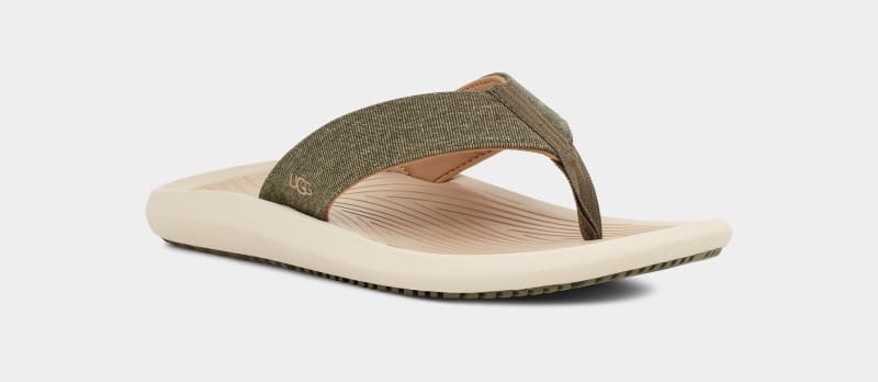 Olive / Grey Brown Ugg Brookside Ii Flip Canvas Men's Sandals | South Africa-1760485