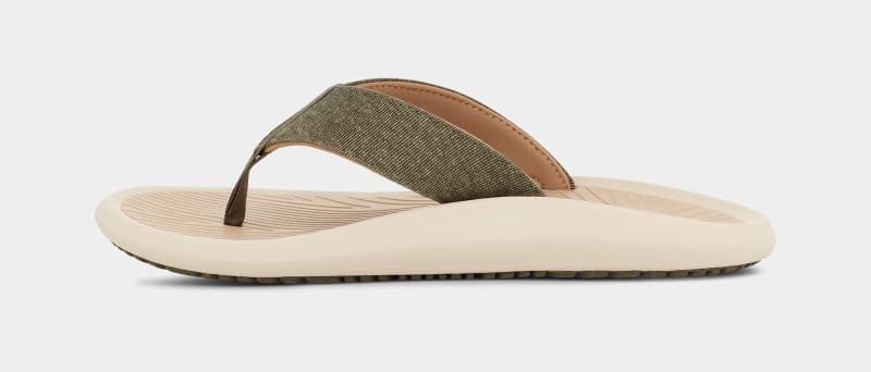 Olive / Grey Brown Ugg Brookside Ii Flip Canvas Men's Sandals | South Africa-1760485