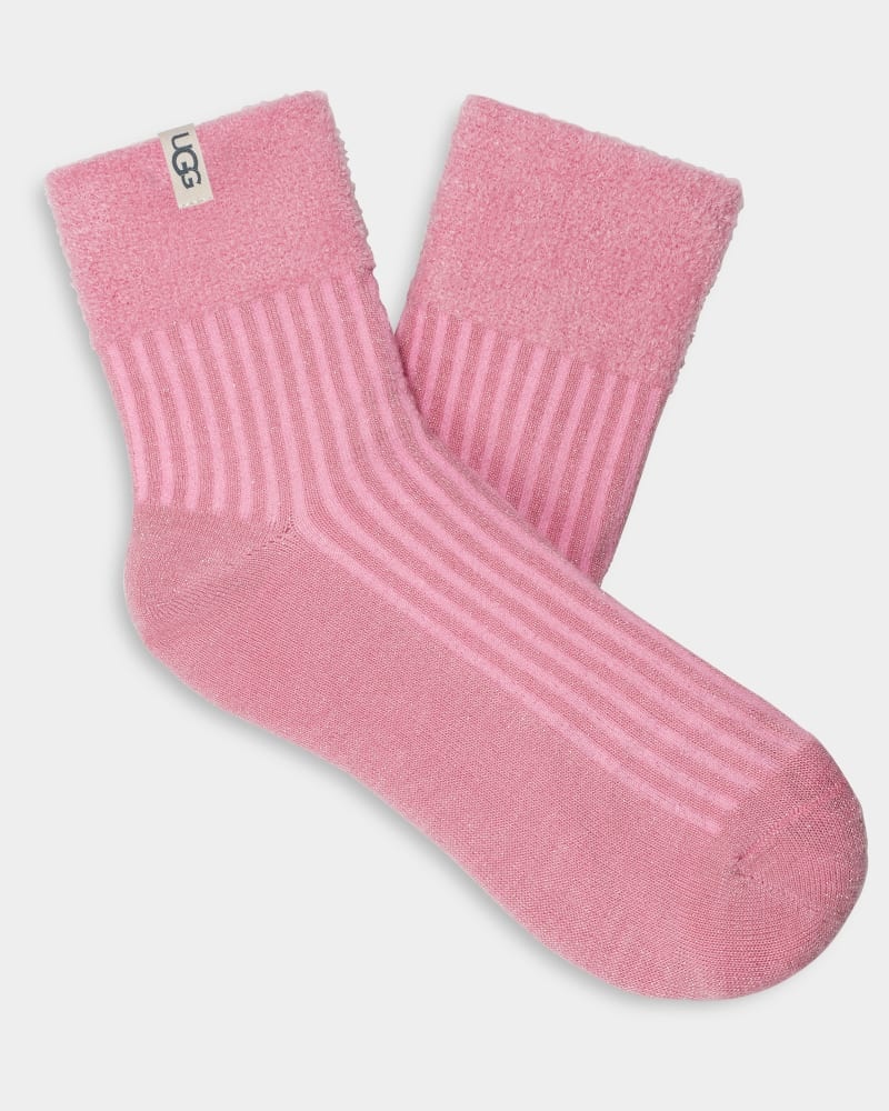 Pink Ugg Aidy Sparkle Cozy Quarter Women\'s Socks | South Africa-0978263