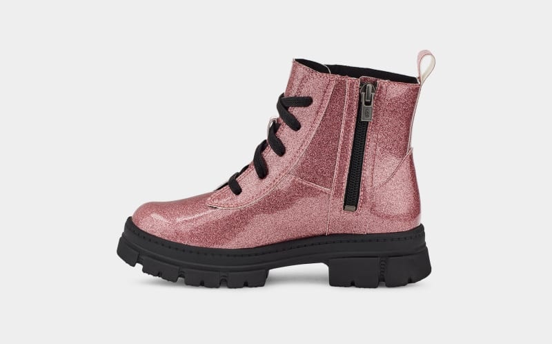 Pink Ugg Ashton Lace Up Glitter Kids' Boots | South Africa-5682914