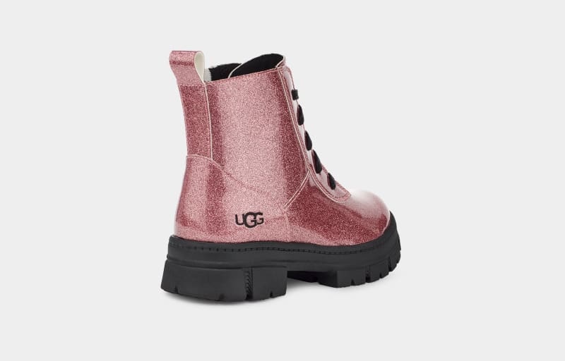 Pink Ugg Ashton Lace Up Glitter Kids' Boots | South Africa-5682914