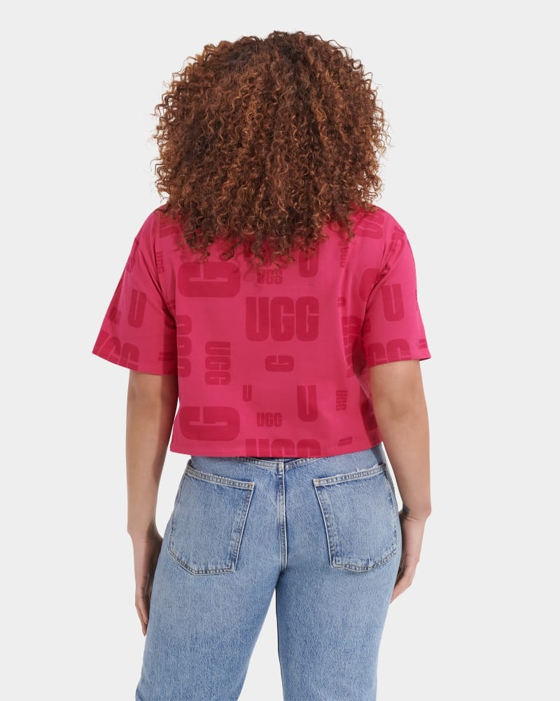 Pink Ugg Britany Cropped Scatter Women's Tee | South Africa-3167804