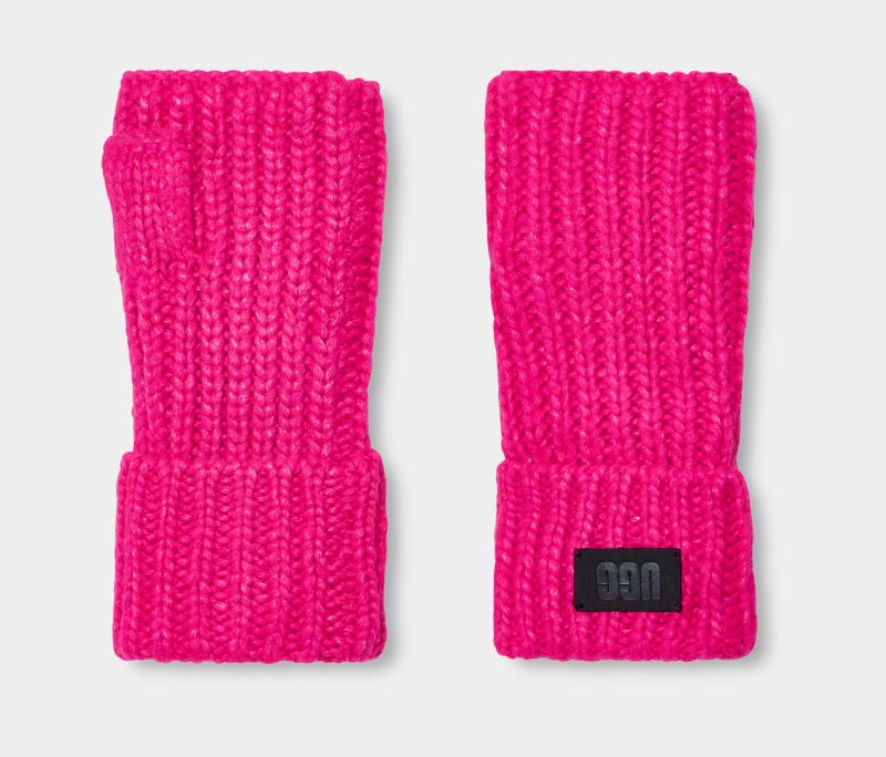 Pink Ugg Chunky Fingerless Cuff Women's Gloves | South Africa-4860532