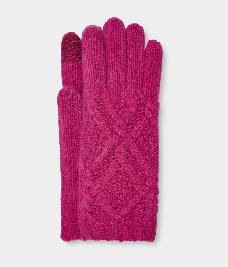 Pink Ugg Desmond Cable Knit Women\'s Gloves | South Africa-3247985