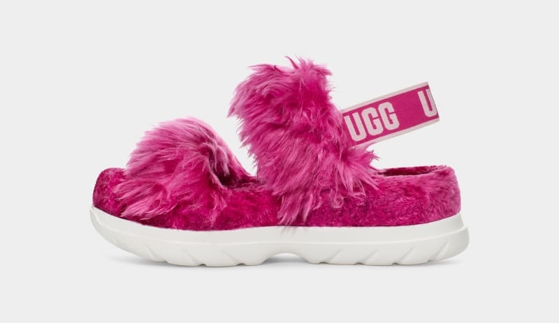 Pink Ugg Fluff Sugar Women's Sandals | South Africa-4876530